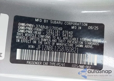 2025 Toyota Gr86 Premium z USA, uszkodzony, nr VIN JF1ZNBE12S8760821